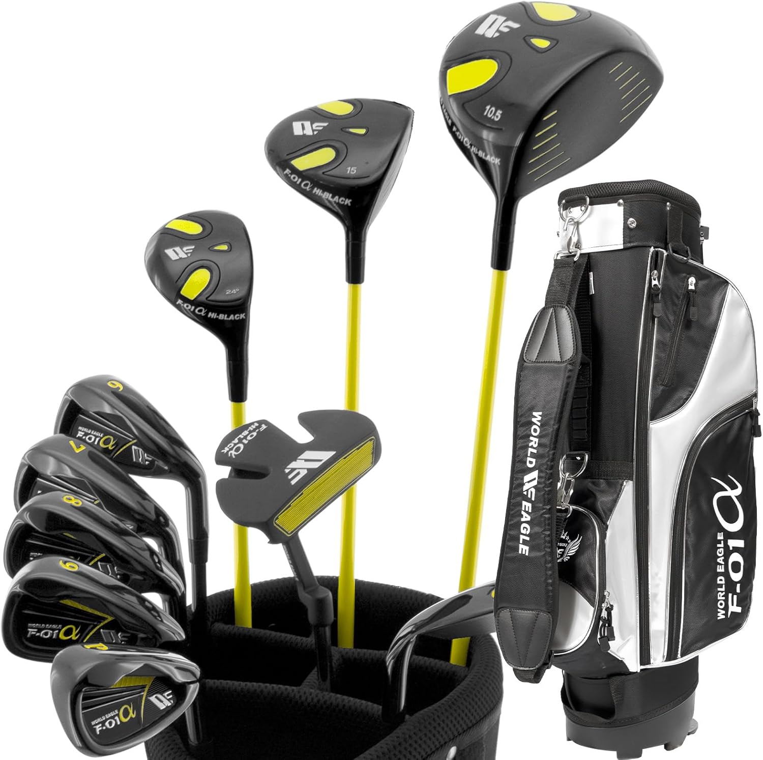 初心者向 ゴルフクラブセット WORLD EAGLE F-01α スタンドバッグ WORLD EAGLE F-01α クラブセット クラブ:10本 左用 バッグ:F-01α